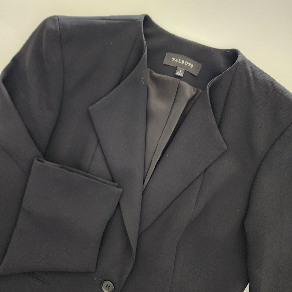 Talbots black 1 button blazer lined womens size 8